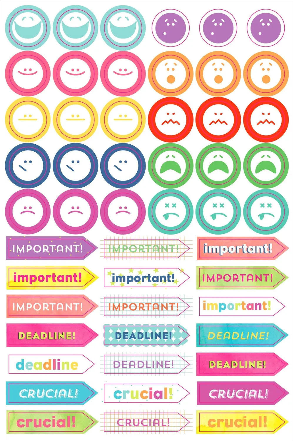 Essentials Student Planner klistremerker 575 stk fargerike
