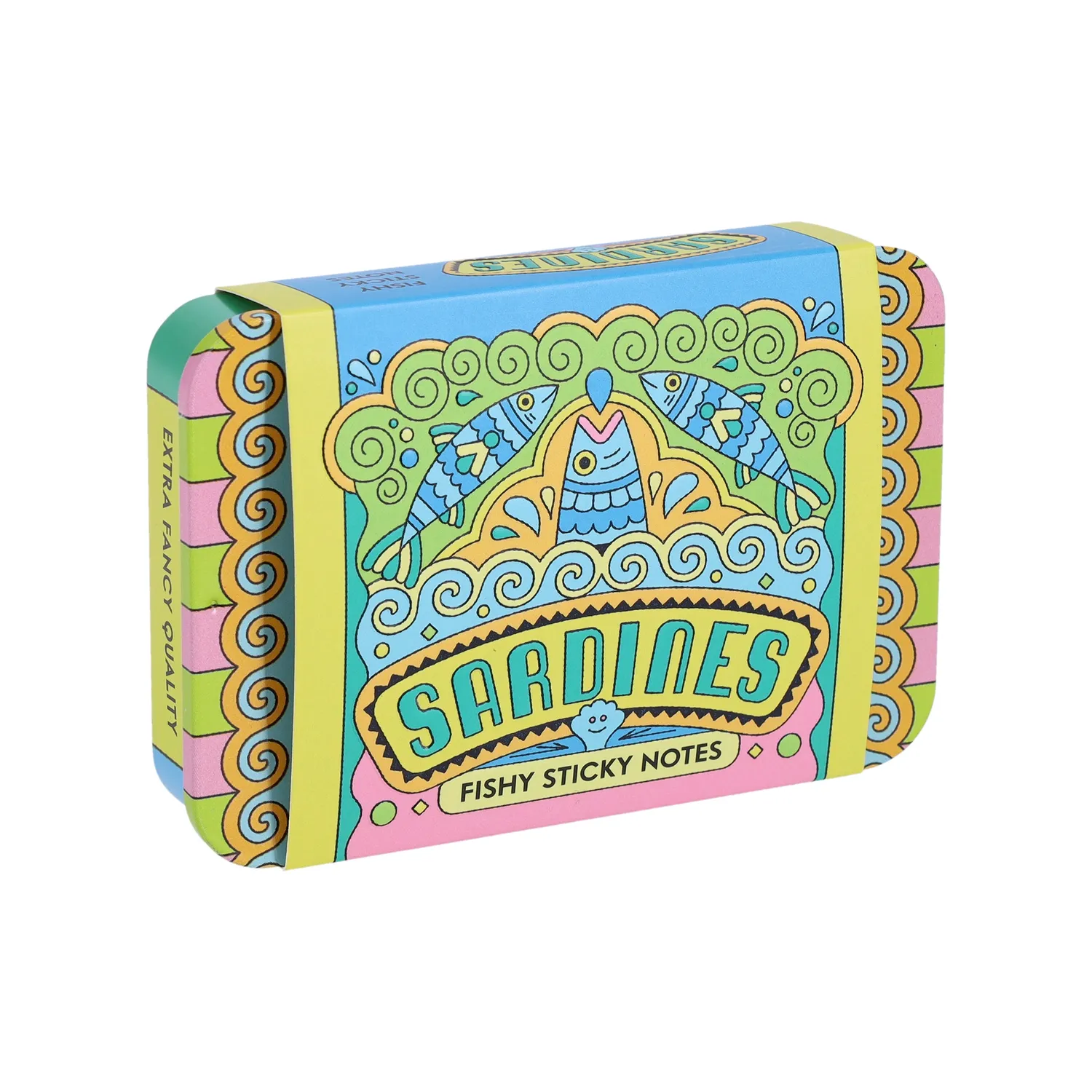 Chronicle Books Sardines Fishy Sticky Notes notatblokk 3-pakning i boks