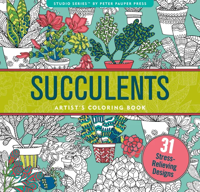 Peter Pauper Press Succulents fargeleggingsbok 31 motiver
