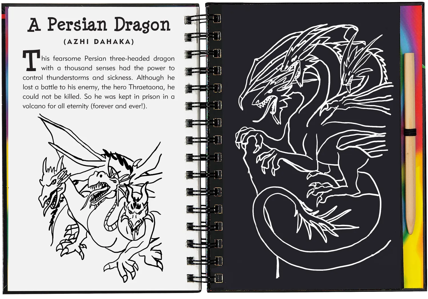 Peter Pauper Press Scratch and Sketch Dragons aktivitetsbok drager