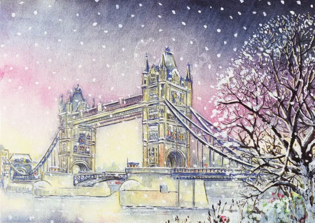 Peter Pauper Press Tower Bridge in Winter julekort 20 stk