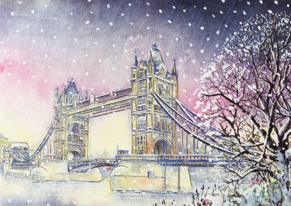 Peter Pauper Press Tower Bridge in Winter julekort 20 stk