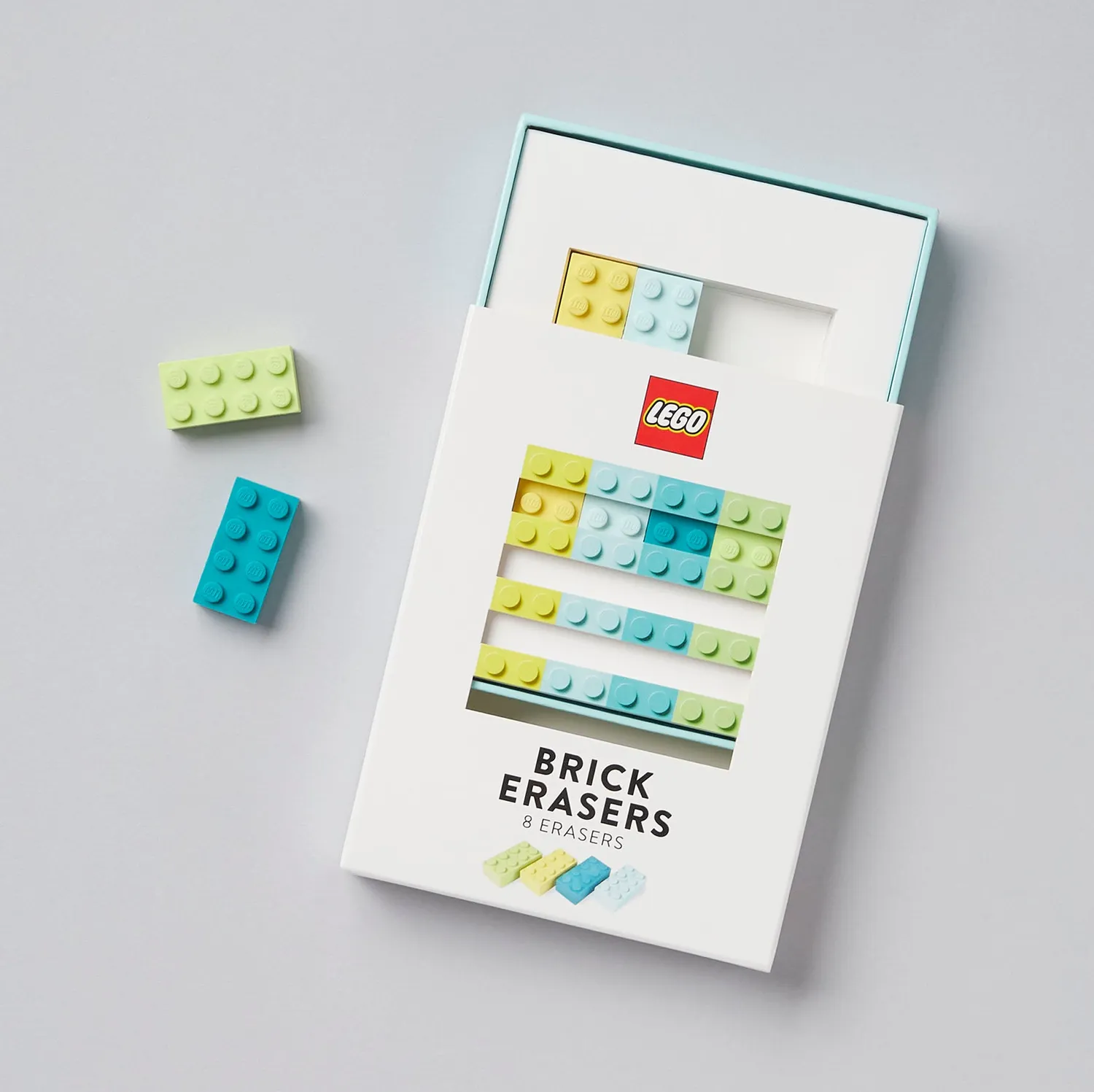 LEGO Brick viskelær 8-pakning 4 farger