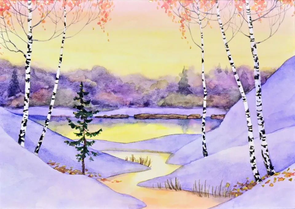 Peter Pauper Press Winter Sunrise julekort 20-pakning med gullfolie