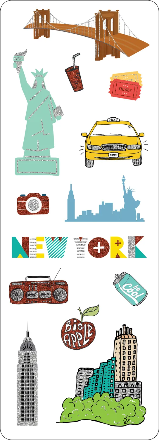 Peter Pauper Press New York klistremerkesett 90 stk folie