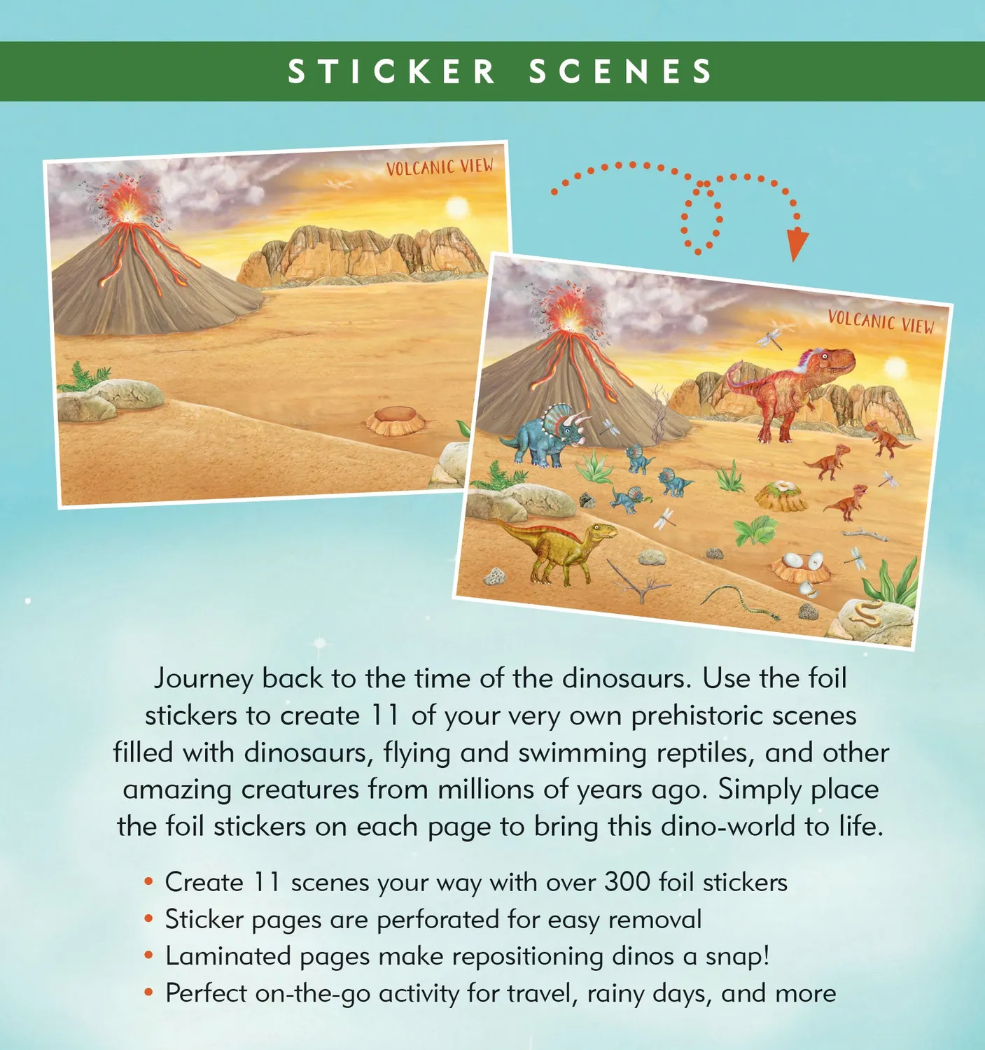 Peter Pauper Press Sticker Scenes Dinosaurs klistremerkebok dinosaur