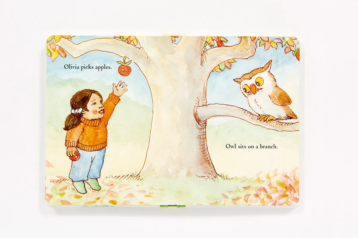 Abrams Appleseed Olivia Loves Owl pappbok småbarn