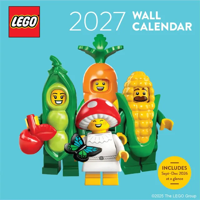 LEGO 2027 veggkalender 12 måneder fargerik