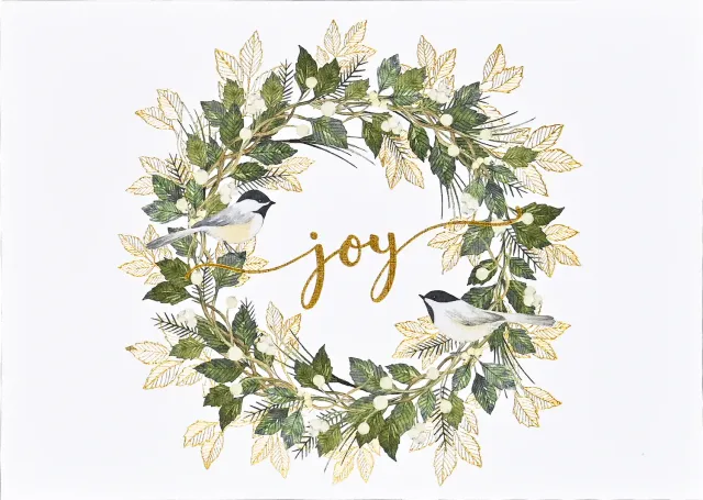 Peter Pauper Press Wreath of Joy julekort 20-pakning med gullfolie