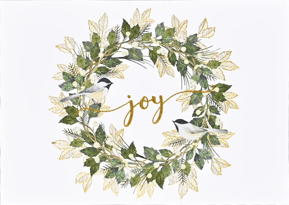 Peter Pauper Press Wreath of Joy julekort 20-pakning med gullfolie
