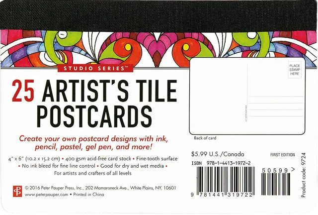 Peter Pauper Press Studio Series Artist's Tile postkort 25-pakning