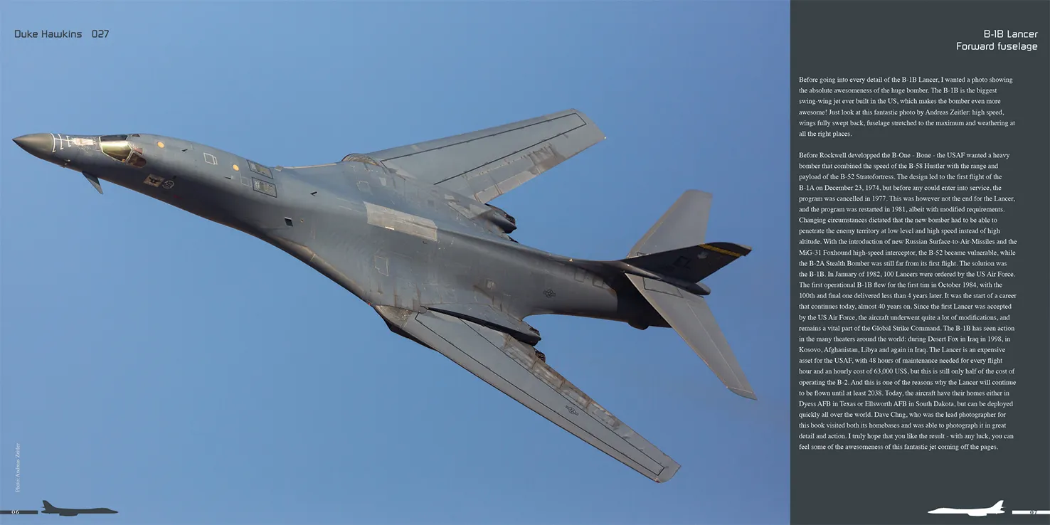 Duke Hawkins Boeing B-1B Lancer bok bombeflybilder