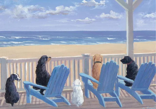 Peter Pauper Press Dogs in Deck Chairs kort 14 stk