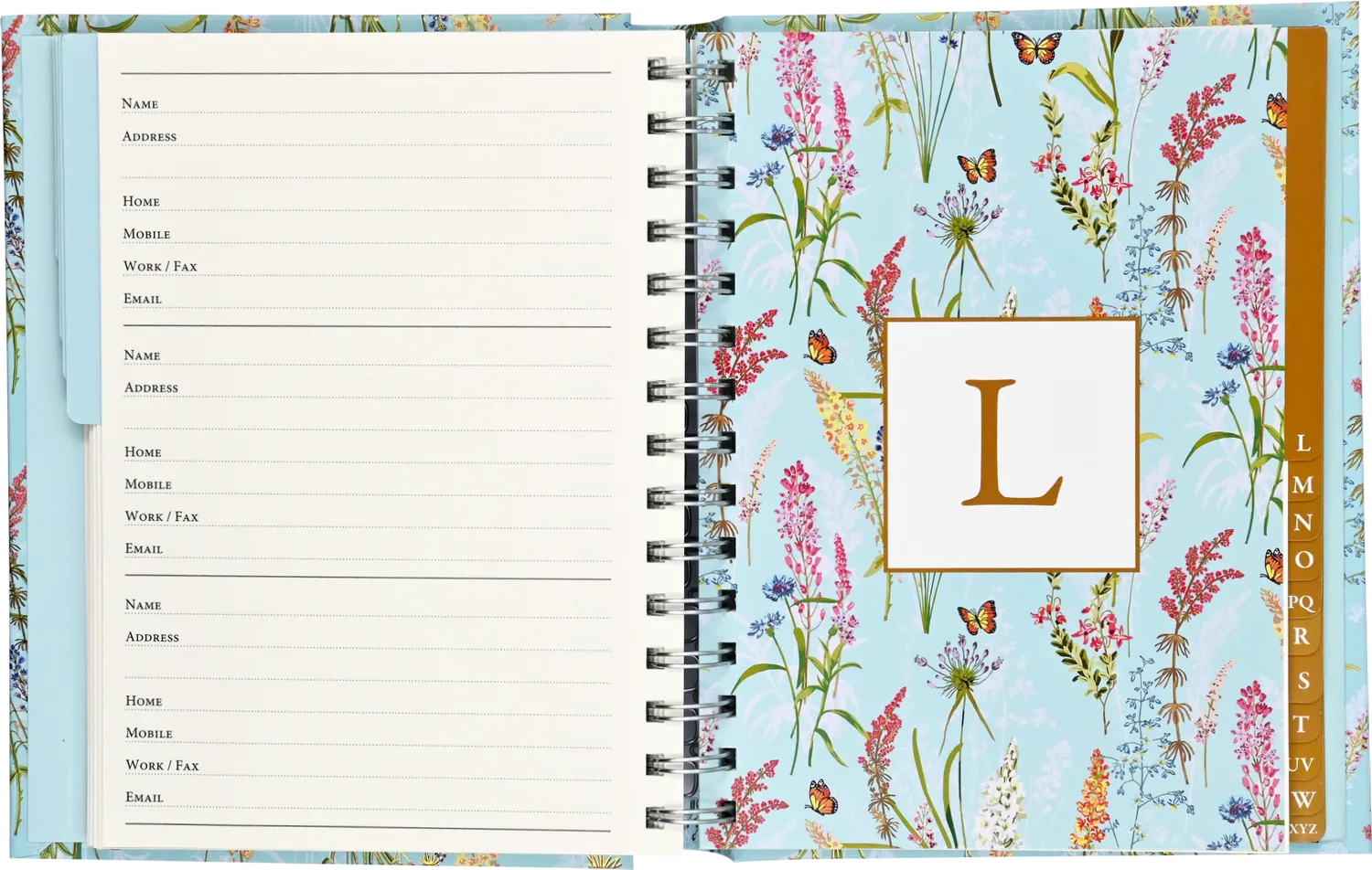 Peter Pauper Press Blooms & Butterflies adressebok stor 350 kontakter
