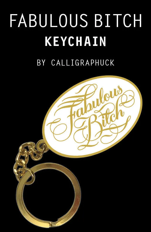 Chronicle Books Fabulous Bitch nøkkelring emalje gull