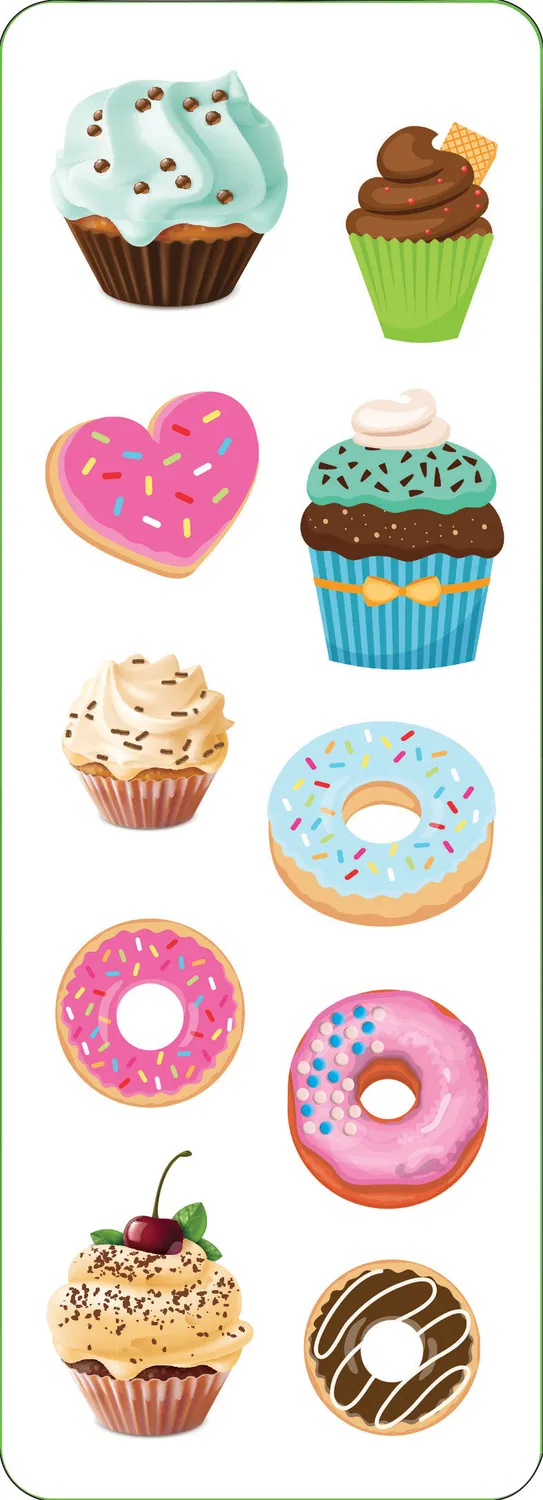 Peter Pauper Press Cupcakes & Donuts klistremerker 50 stk holografisk