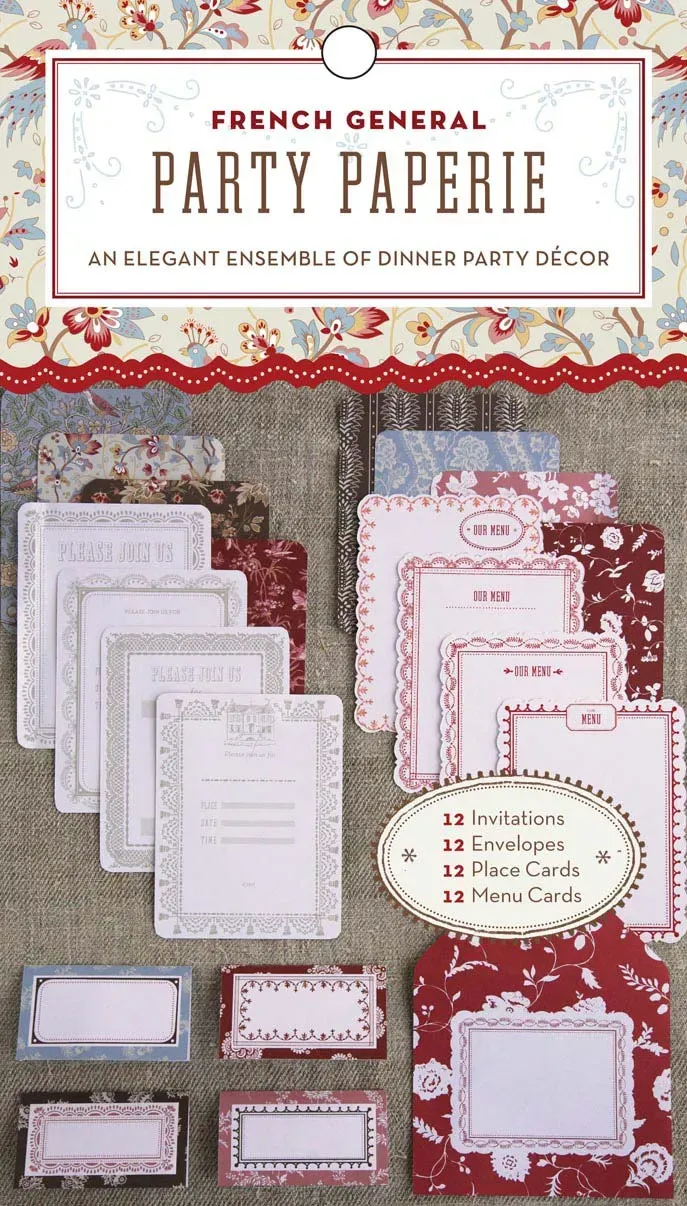 French General Party Paperie hobbykit invitasjoner 12-pakning