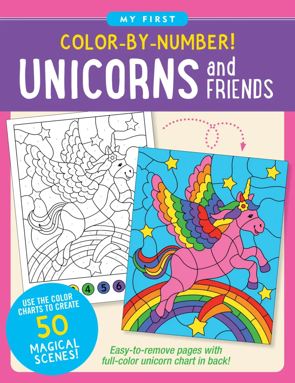 My First Color-by-Number Unicorn fargebok 50 bilder