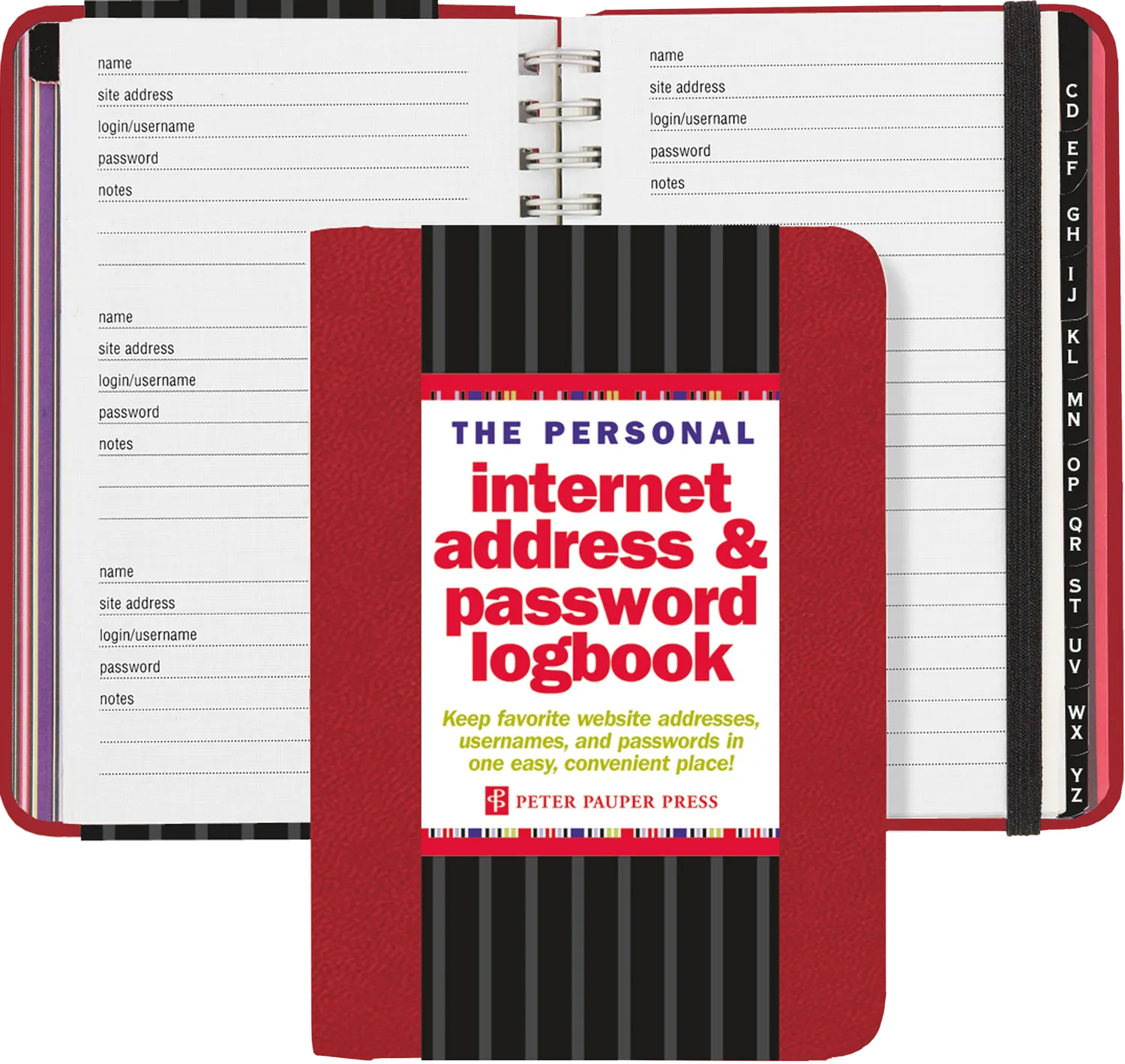 Peter Pauper Press Internet Password loggbok rød
