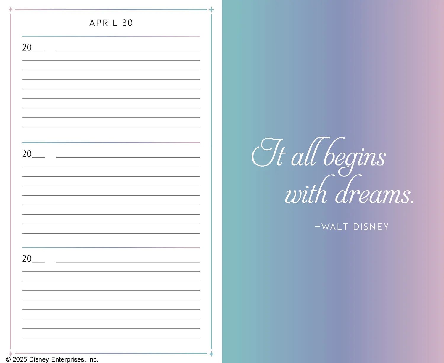 Chronicle Books Disney One Wish a Day dagbok tre år