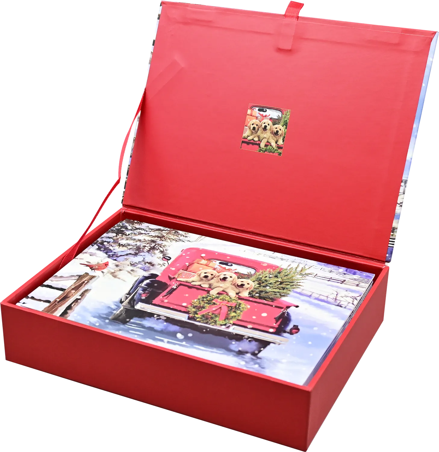 Peter Pauper Press Bringing Home the Tree julekort 20 stk gullfolie