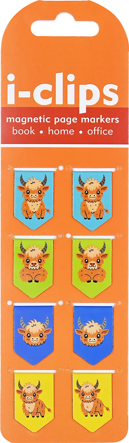Peter Pauper Press Highland Cows i-clips bokmerker 8 stk