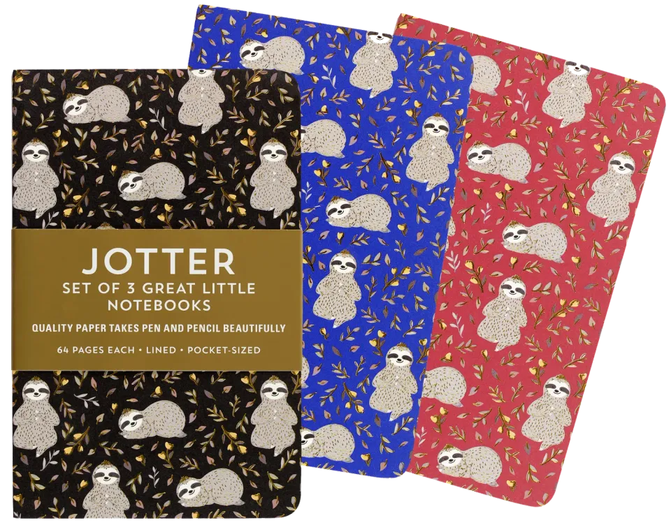 Peter Pauper Press Jotter Sloths mininotatbøker 3 stk