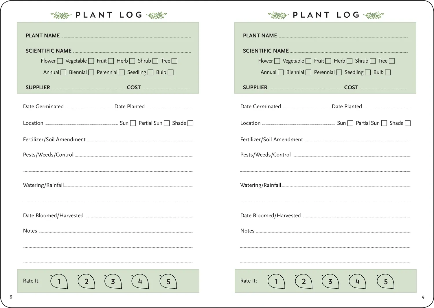 Peter Pauper Press Gardener's Logbook hagedagbok 144 sider