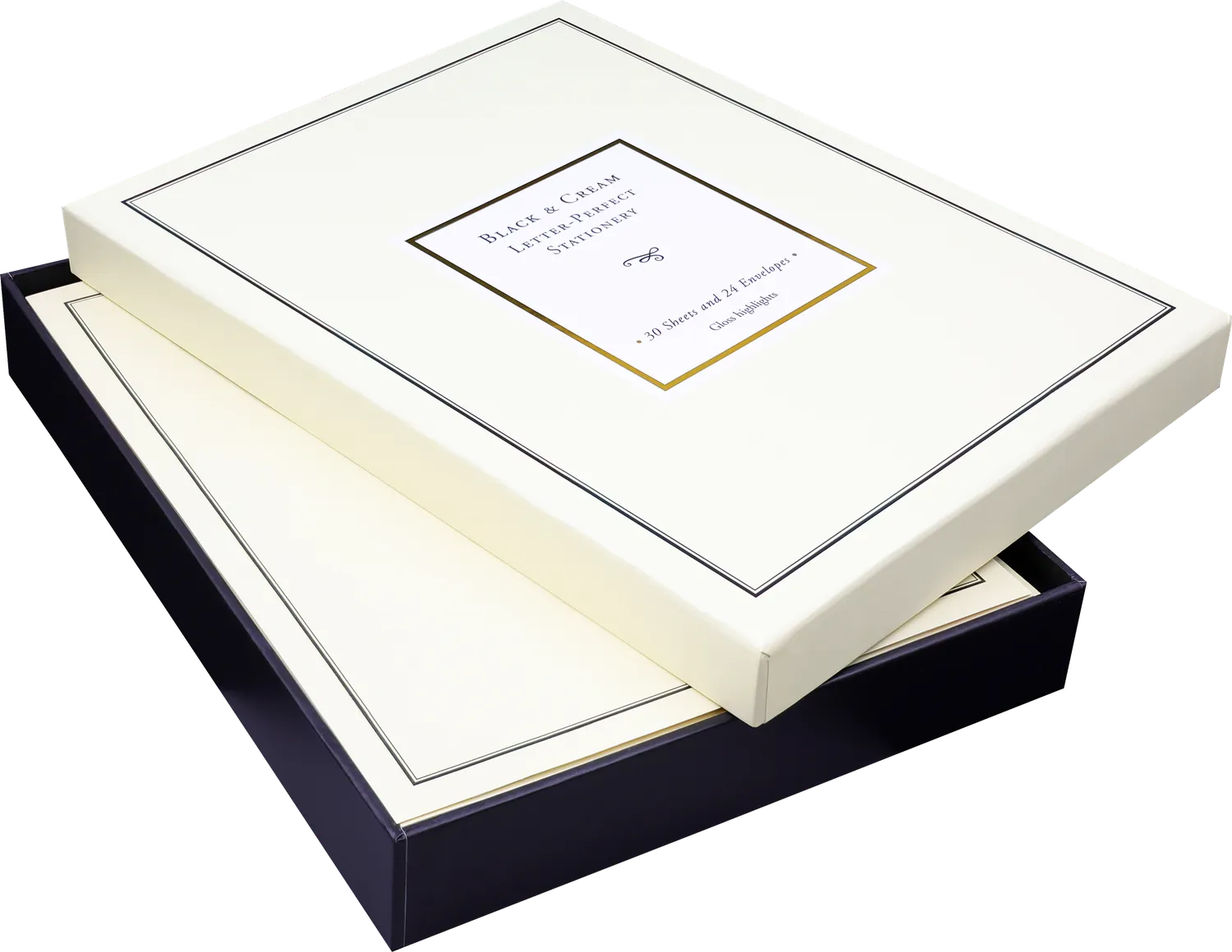 Peter Pauper Press Black & Cream brevsett 30 ark svart kant