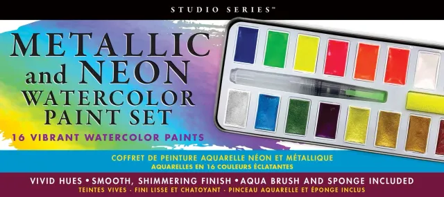 Peter Pauper Press Studio Series akvarellmaling 18 farger metallic