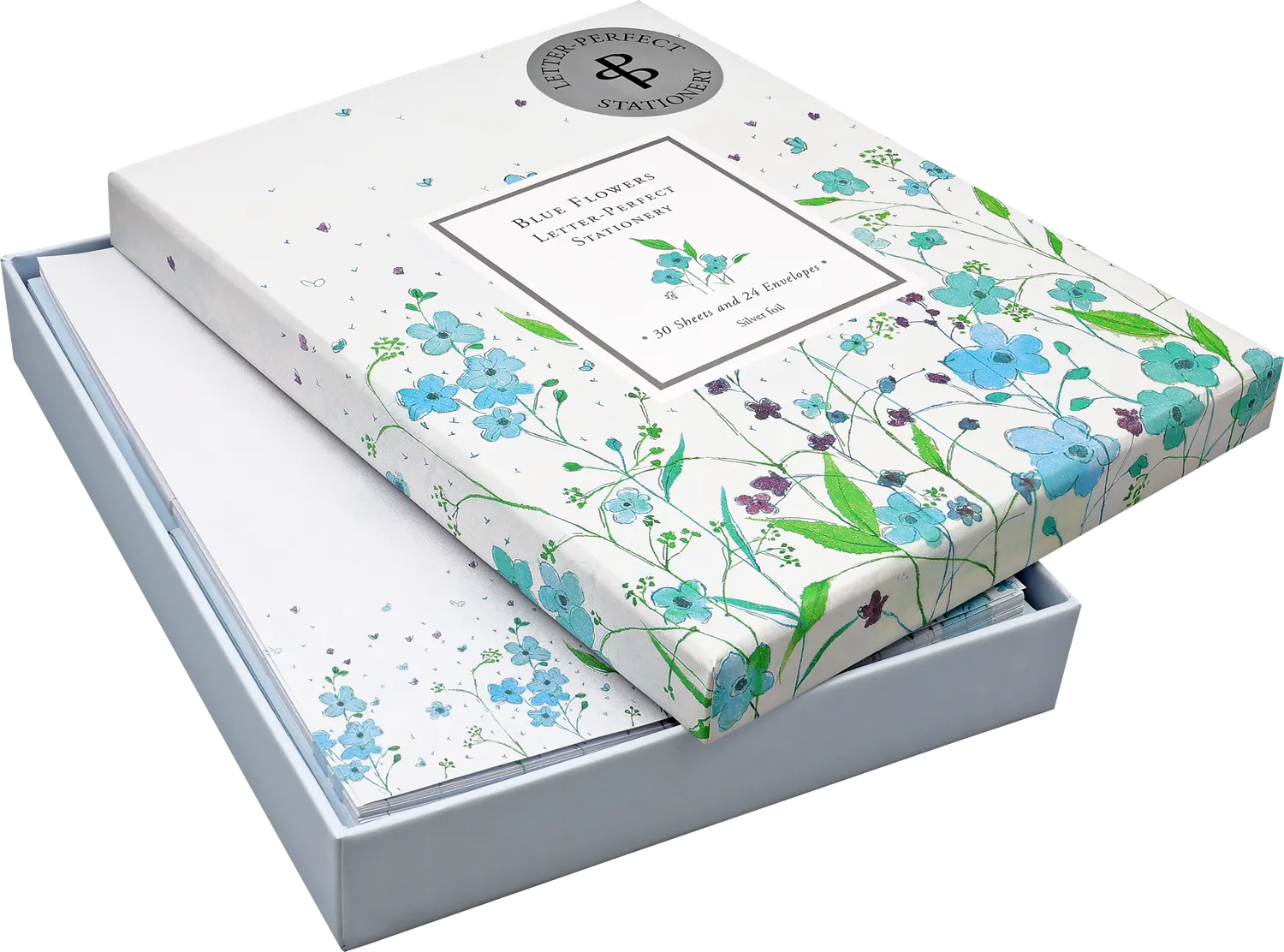 Peter Pauper Press Blue Flowers skrivesett 30 ark blått