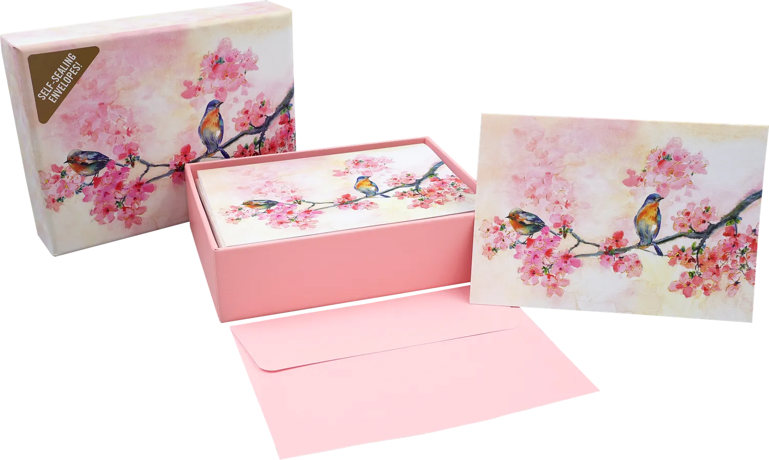 Peter Pauper Press Cherry Blossoms notatkort 14 stk gullfolie