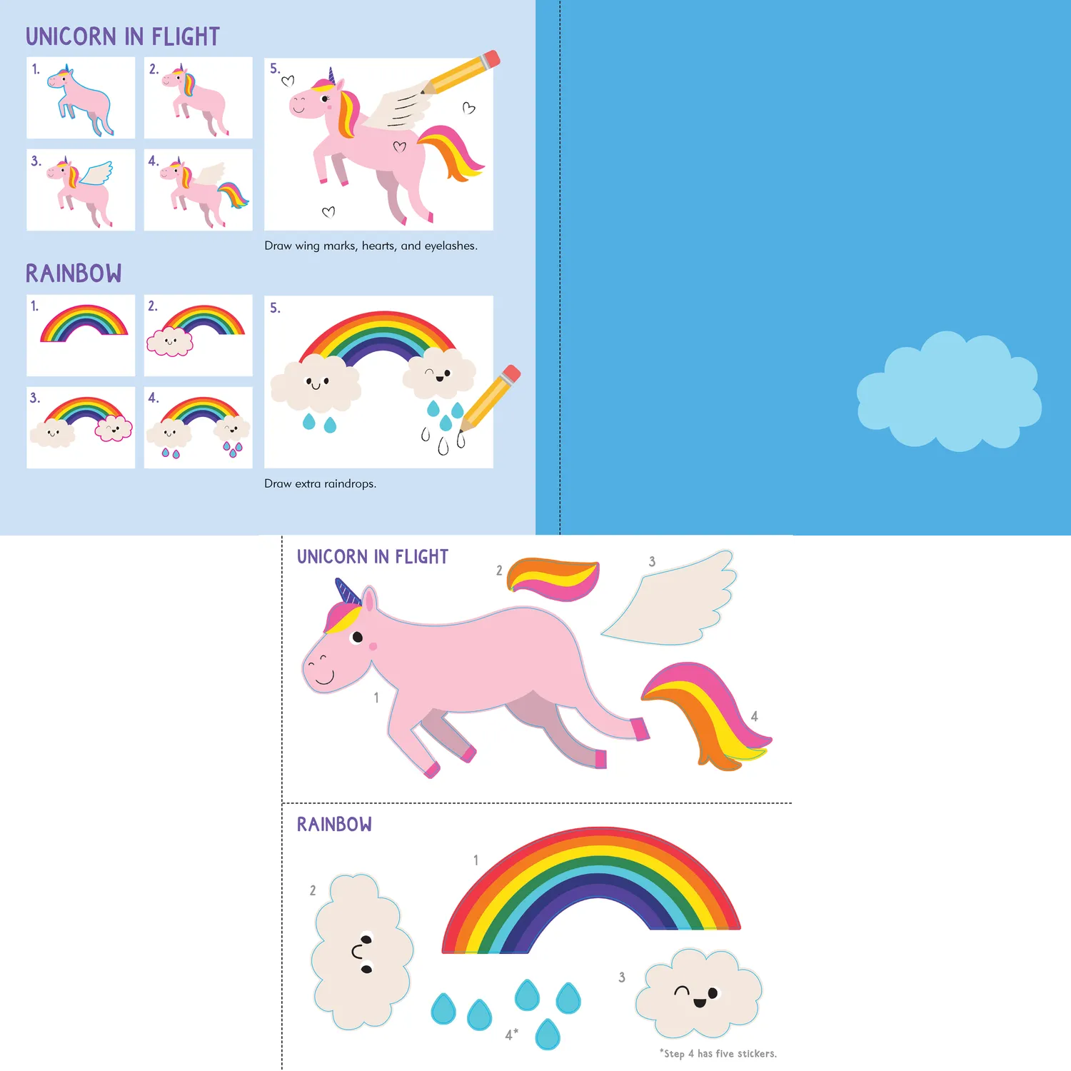 Peter Pauper Press Sticker & Draw Unicorns & Friends klistremerkebok 30 bilder