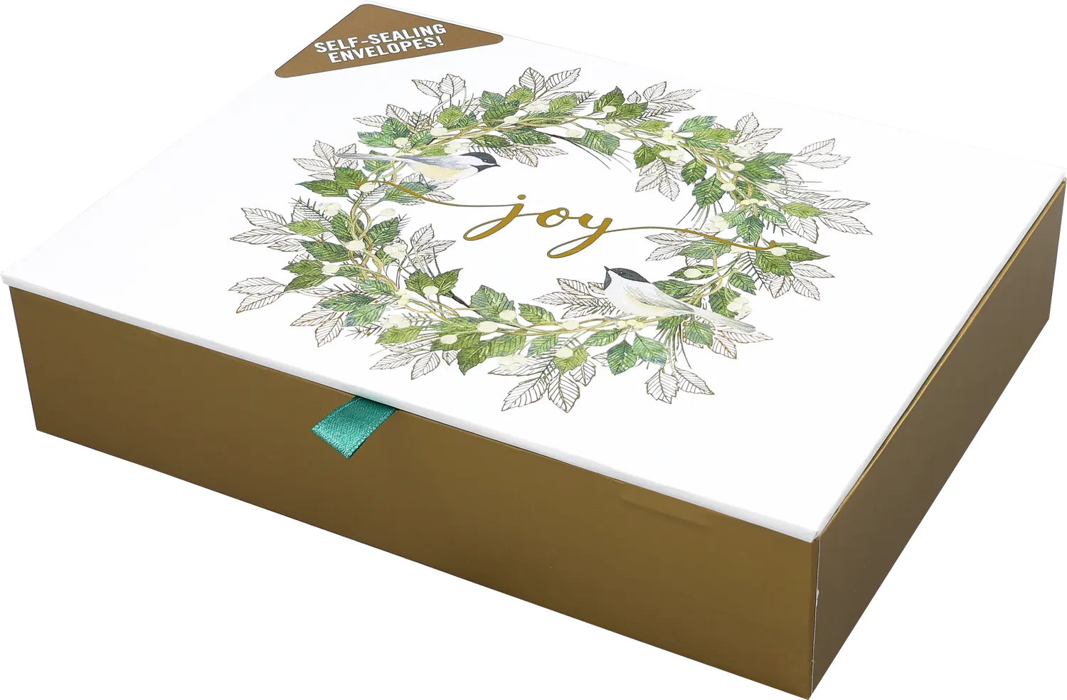 Peter Pauper Press Wreath of Joy julekort 20-pakning med gullfolie