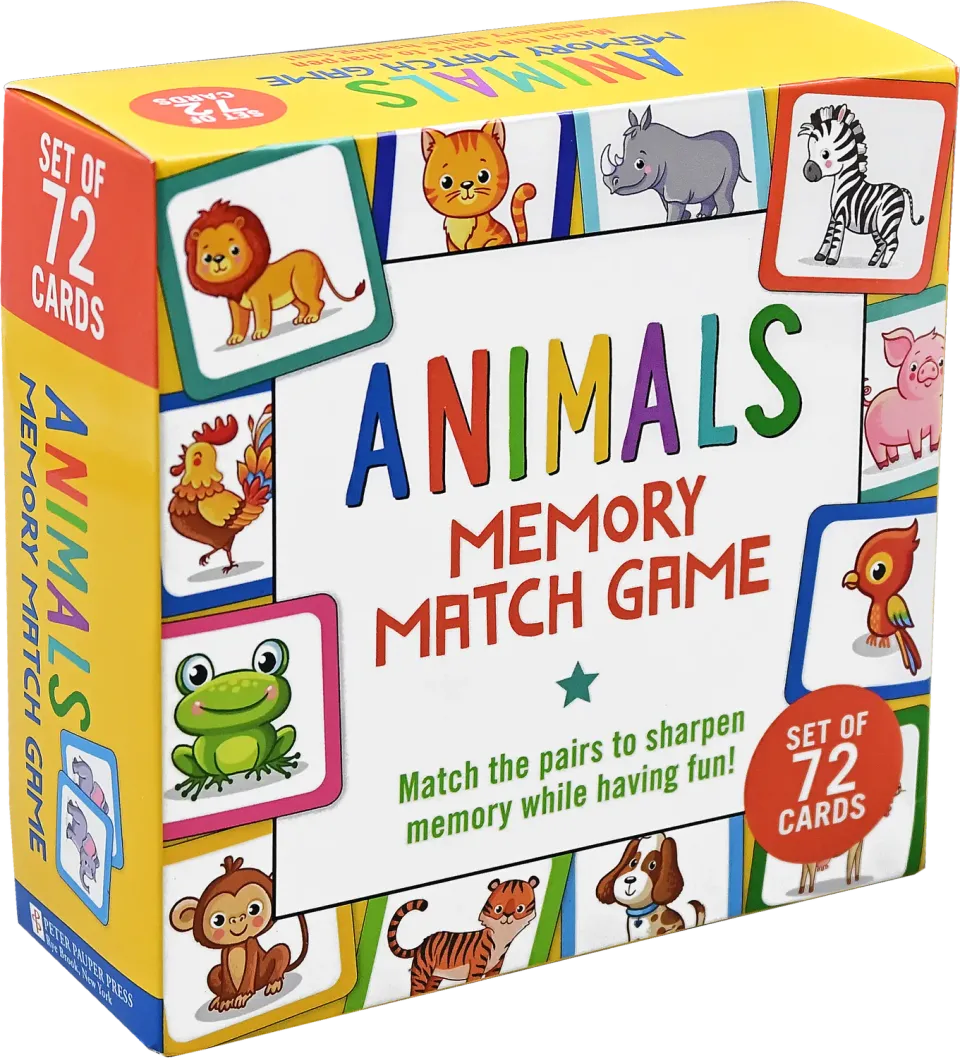 Peter Pauper Press Animals Memory Match memospill 72 kort