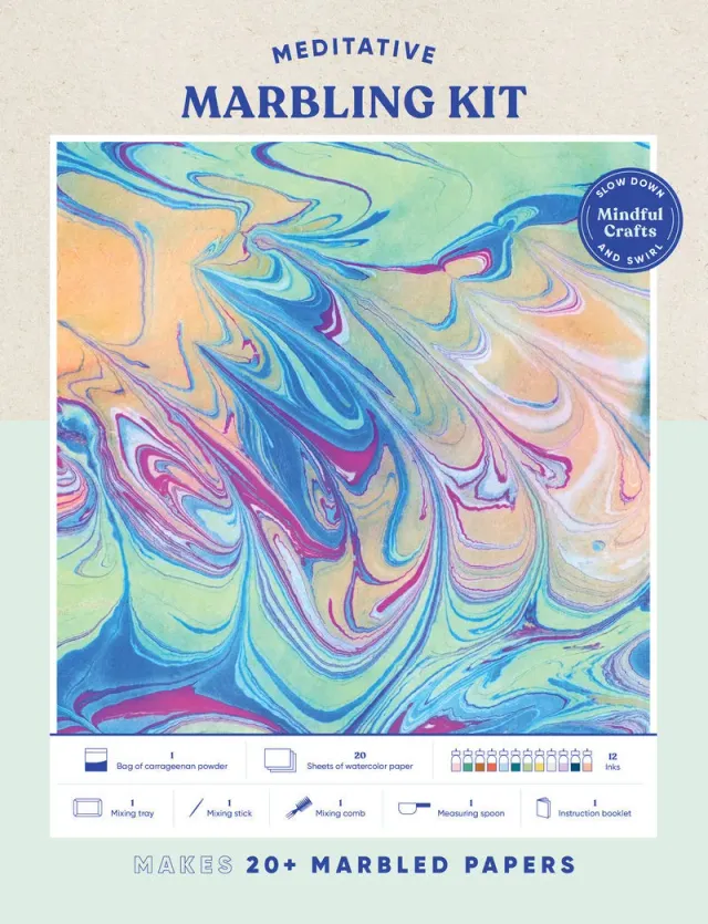 Mindful Crafts Meditative Marbling Kit marmoreringssett 12 farger
