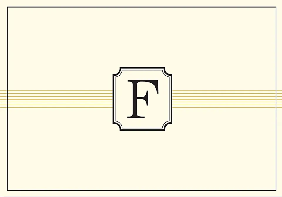 Peter Pauper Press Monogram F notekort 14-pakning med gullfolie