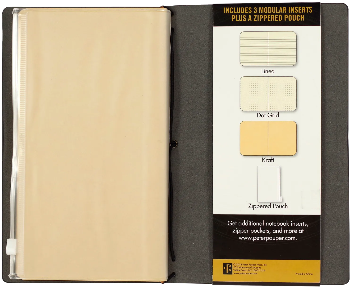 Peter Pauper Press Voyager Black Notebook notatbok 3 innlegg