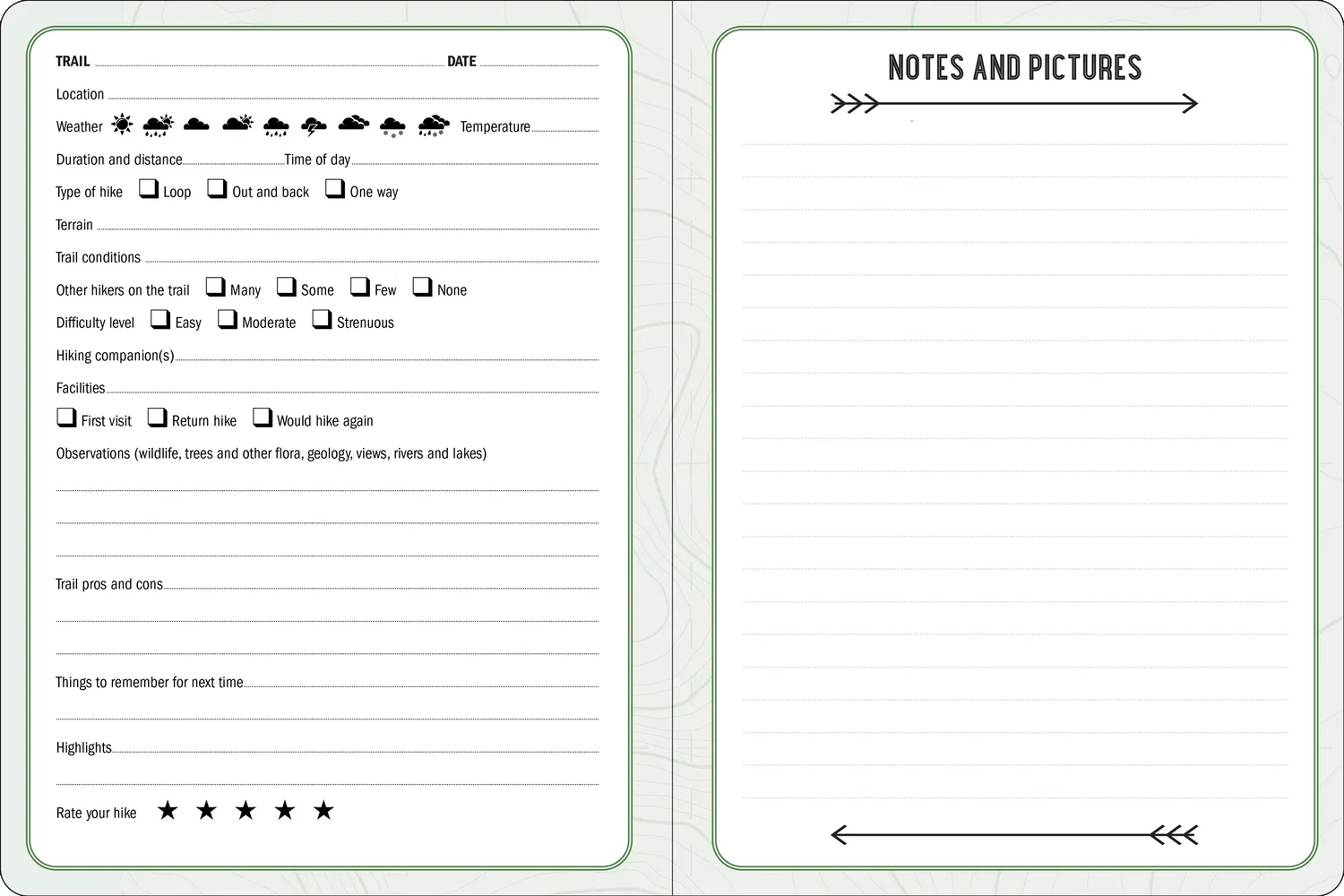 Peter Pauper Press Hiking Logbook turloggbok 160 sider