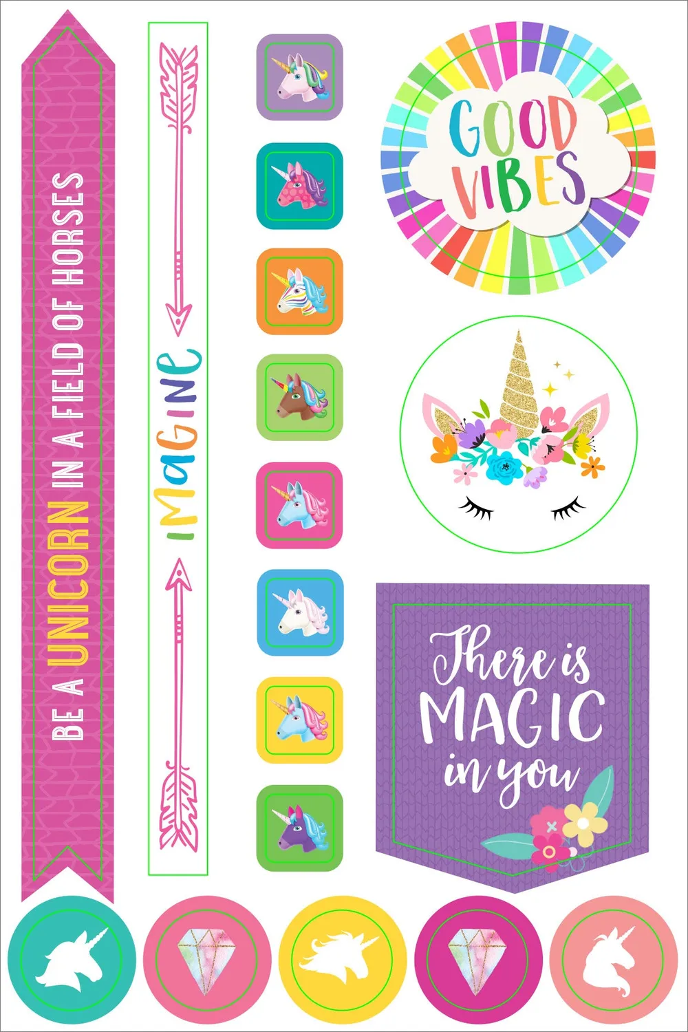 Peter Pauper Press Essentials Unicorn klistremerker 160 stk