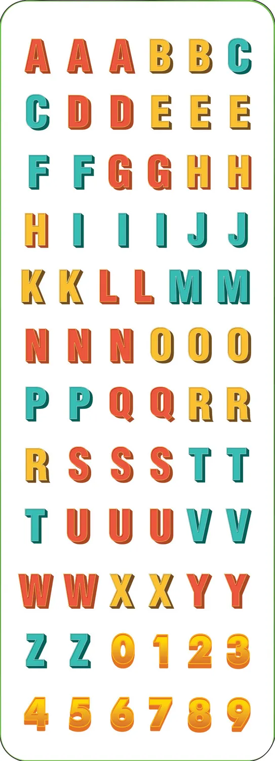 Peter Pauper Press Letters Numbers klistremerker 400+ stk