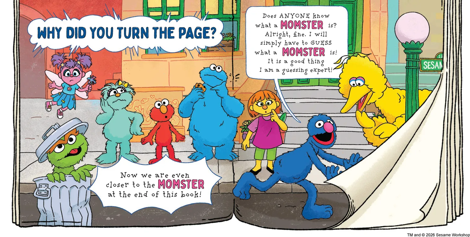 Sesame Street Momster at the End innbundet barnebok mamma