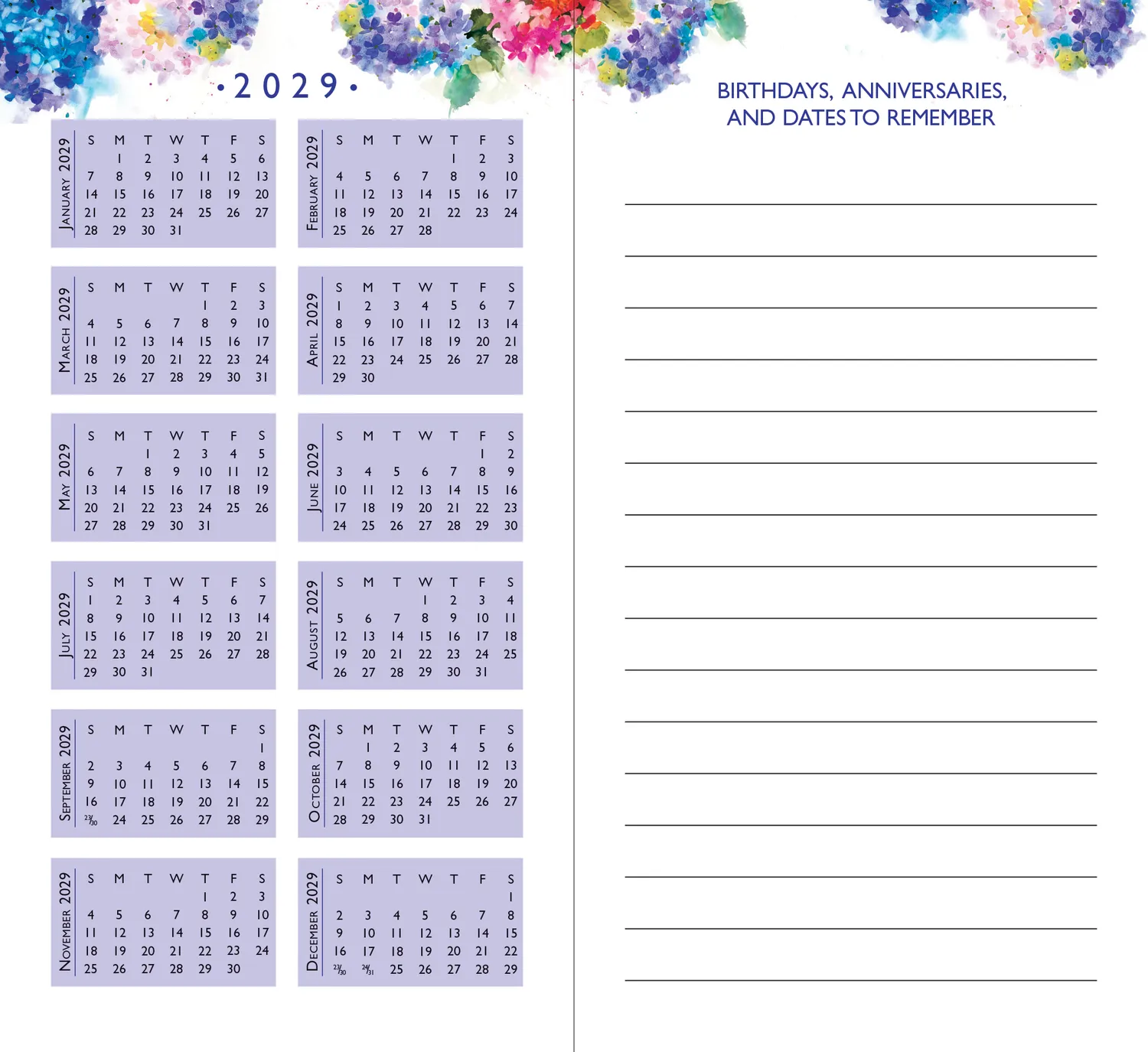 Peter Pauper Press Hydrangeas lommeplanner 2027-2028 2-år