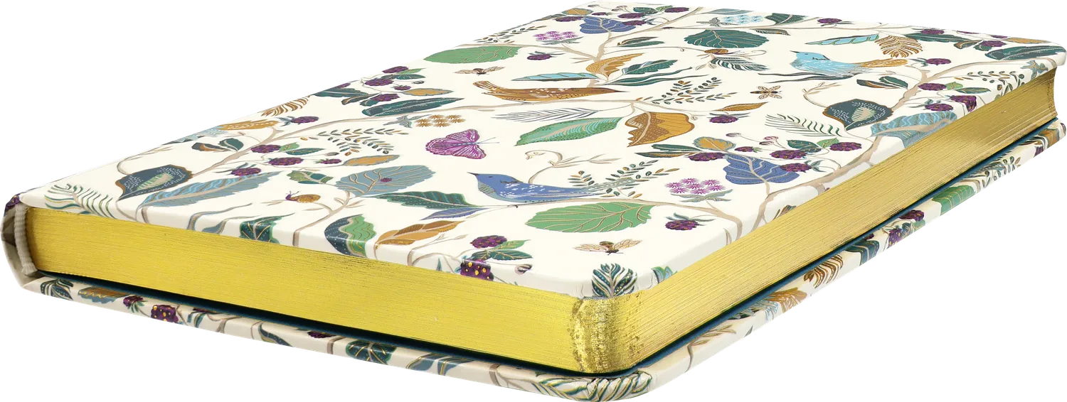 Peter Pauper Press Birds and Berries notatbok gullkant
