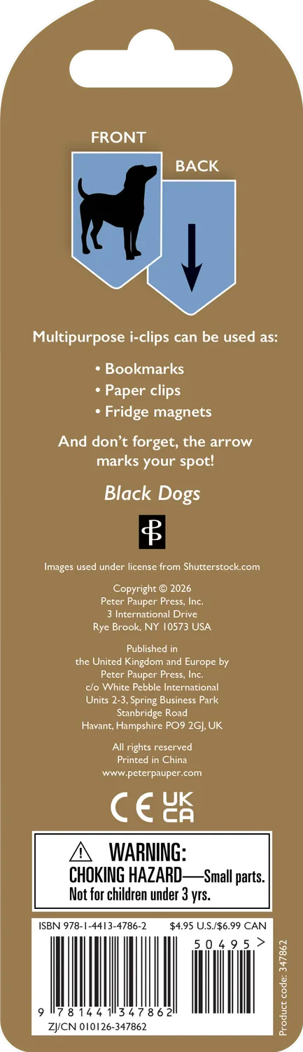 Peter Pauper Press i-clips Black Dogs bokmerker 8-pk magnet