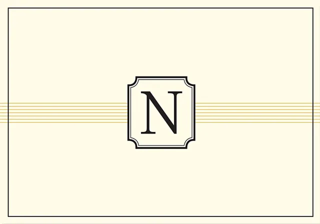 Peter Pauper Press Monogram N notatkort 14 kort gullfolie