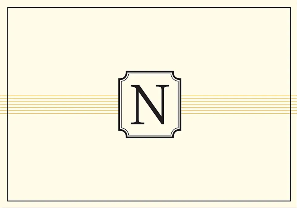Peter Pauper Press Monogram N notatkort 14 kort gullfolie