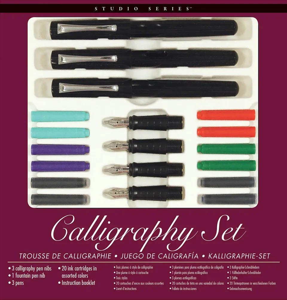 Peter Pauper Press Studio Series Calligraphy Set kalligrafisett med blekk