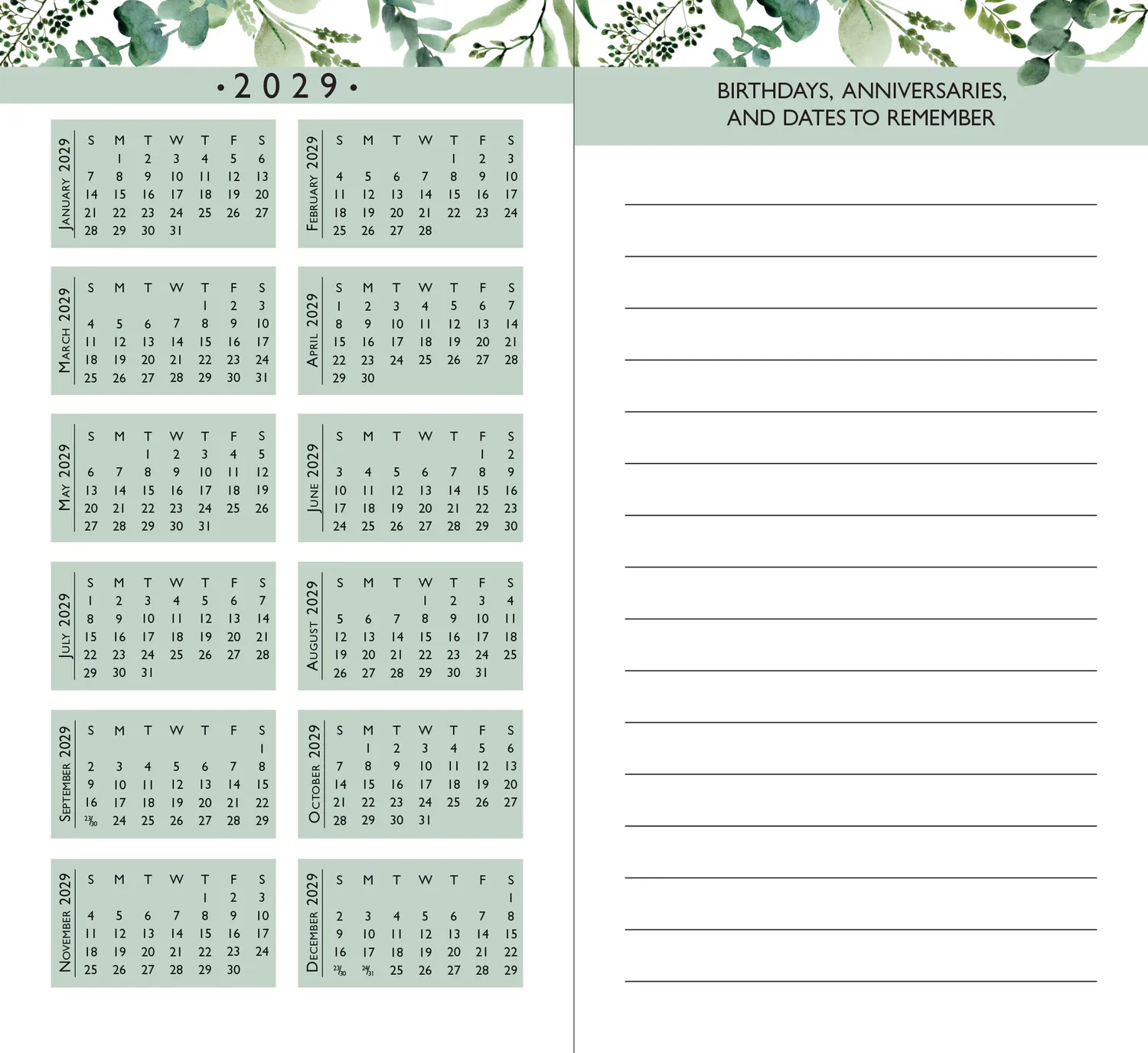 Peter Pauper Press Eucalyptus l favourite lomme-kalender 2027-28