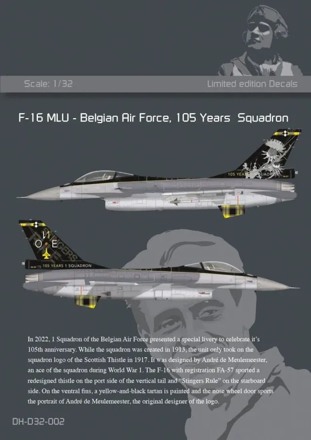 Duke Hawkins F-16 dekaler 1/32 105 år 1 Squadron